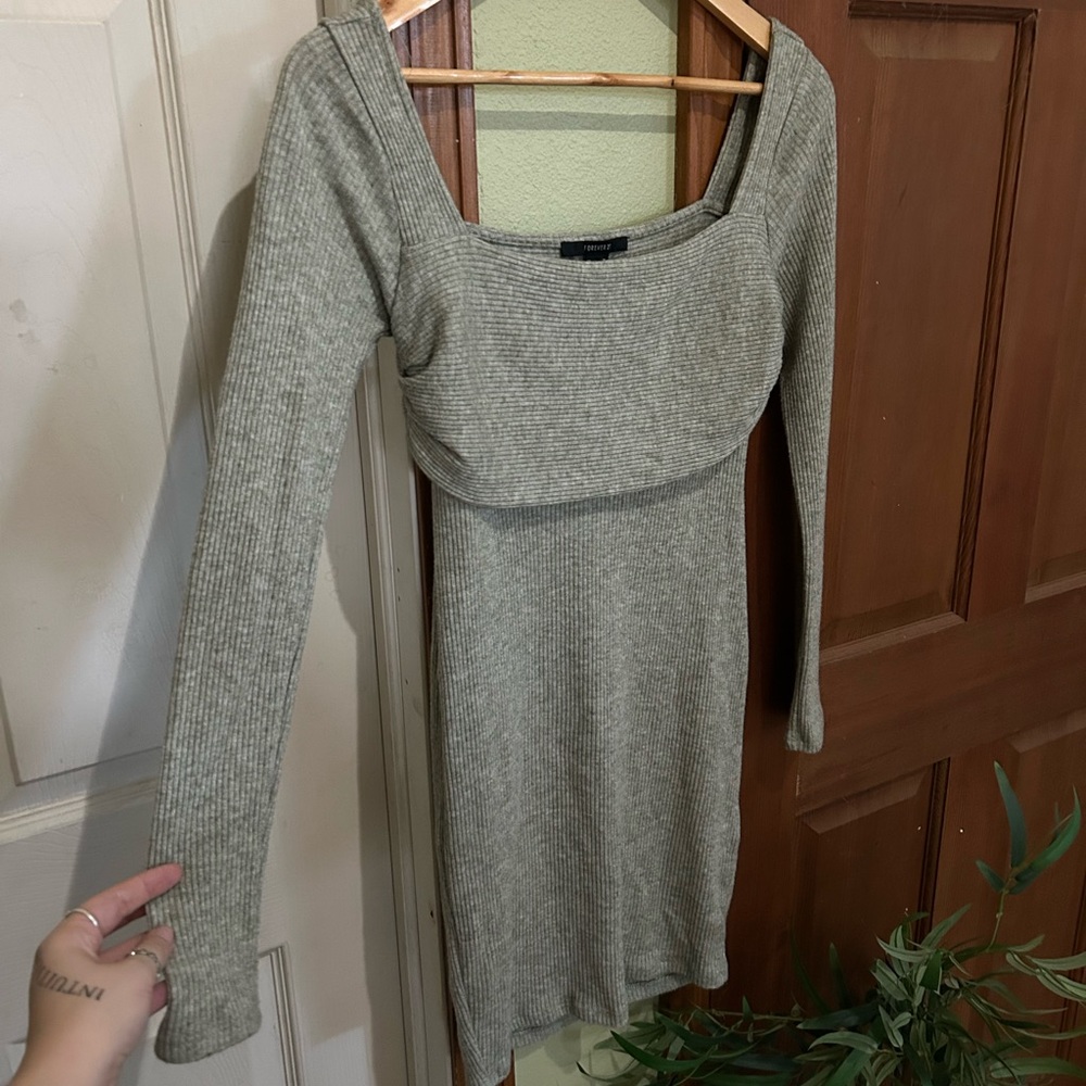 ‼️3 for $12‼️ Sage Green Mini Sweater Dress F21